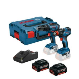 Bosch Professional Brushless Twin Pack - Gsb 18V-55 Combi Drill + Gdx 18V-200 Impact Driver/Wrench With 2 X 4.0Ah Batteries