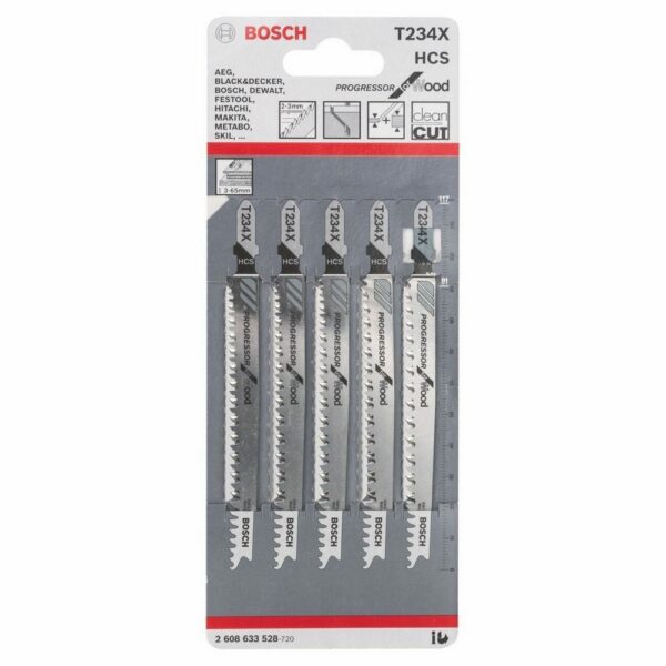 Bosch T234X 2608633528 Progressor Jigsaw Blades For Wood Pack Of 5