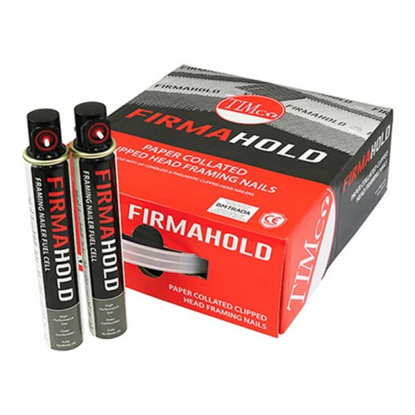 Timco Firmahold Collated Clipped Head Nails & Fuel Cells - Trade Pack - Ring Shank -2.8 X 50 - 3300 Units