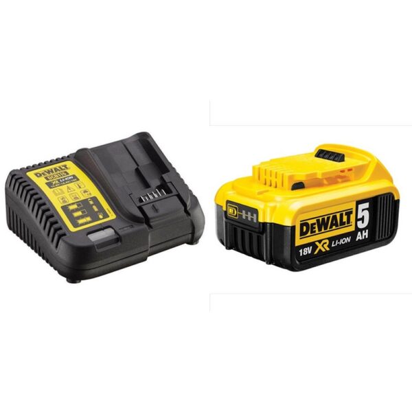 DEWALT DCB184-XJ 18V 5.0AH LI-ION XR BATTERY AND DCB115-GB 10.8-18V LI-ION XR MULTI-VOLTAGE BATTERY CHARGER