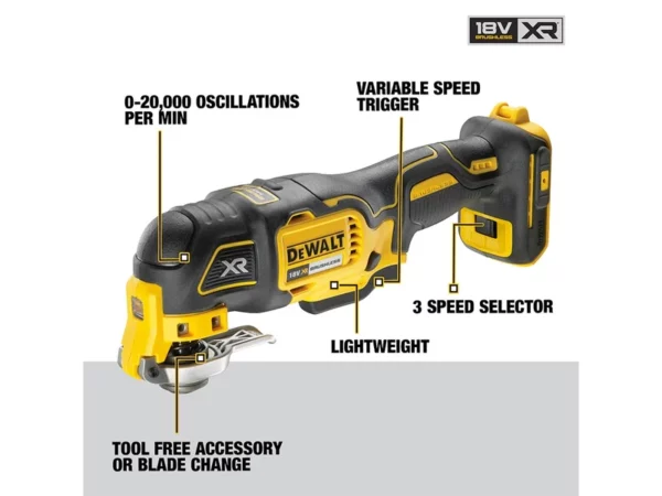 DeWalt Dcs356N 18V Brushless Oscillating Multi-Tool Bare Unit - Image 4