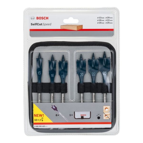 Bosch 6Pce Flat Wood Bit Set In