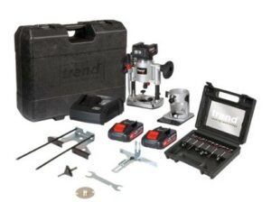 TREND T18S/R14K2 18V 1/4in Brushless Router Kit PLUS Trend 1/4in Router Cutter Set