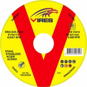 VIRES S/S CUTTING DISC D/C 230MM X 2.0MM