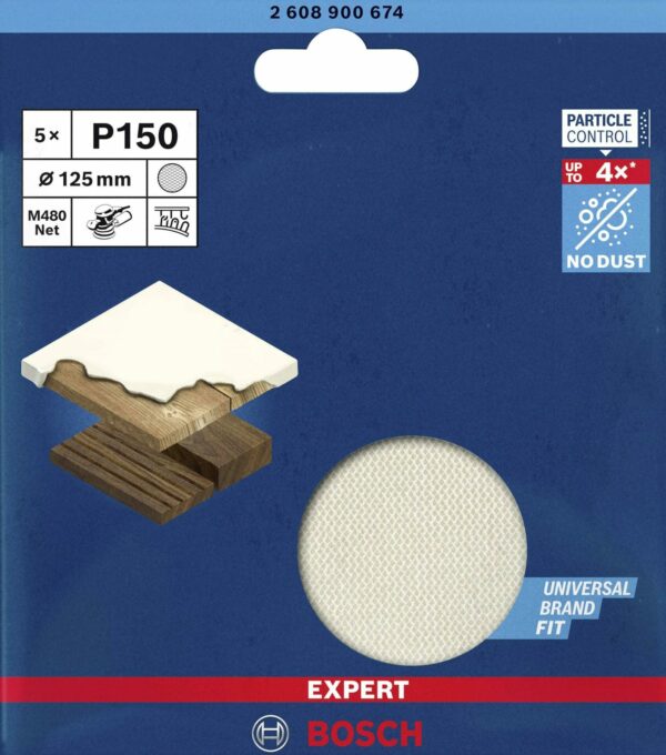 Bosch 125mm G150 M480 Sanding Disc Net Random Orbital Sanders 5pk 2608900674