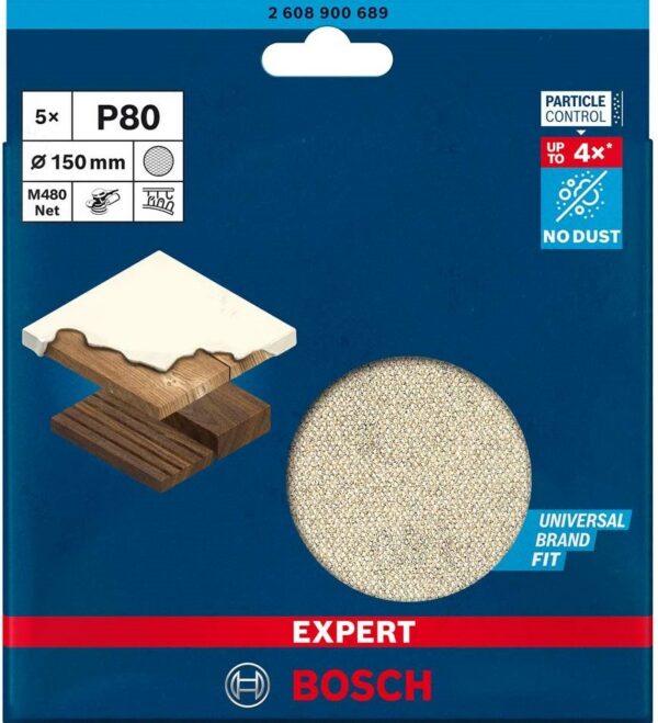 Bosch 150mm G80 M480 Sanding Disc Net for Random Orbital Sanders 5pk 2608900689