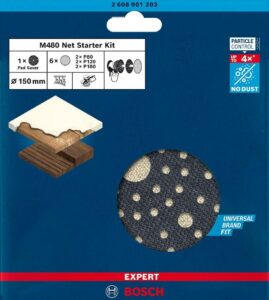 Bosch 150mm Mixed Grit M480 Sanding Disc Net Starter Kit 2608901203