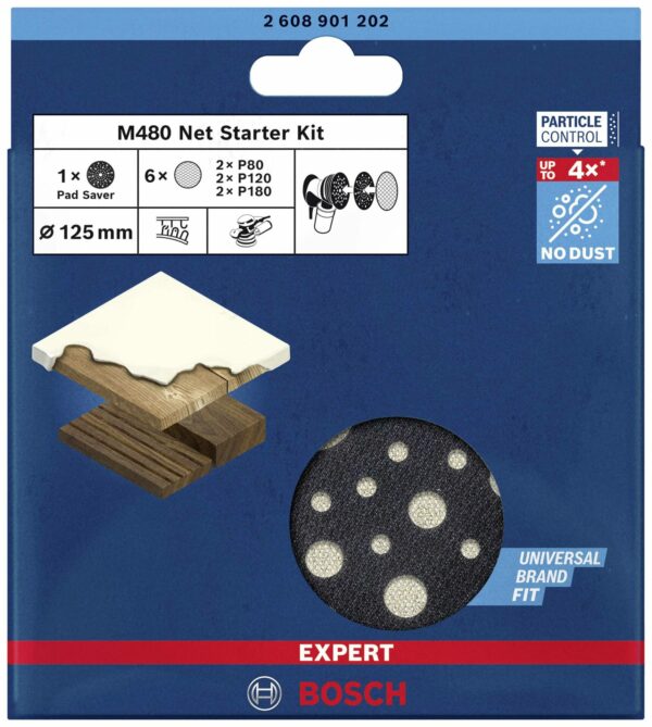 Bosch 125mm Mixed Grit M480 Sanding Disc Net Starter Kit 2608901202